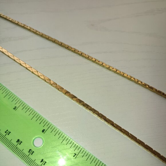 Long Golden Chain Triangles Unmarked Vintage Boho Bohemian - Picture 5 of 7